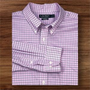 Lauren Ralph Lauren Pink Check Pattern Long Sleeve Dress Shirt. Classic Fit - 18